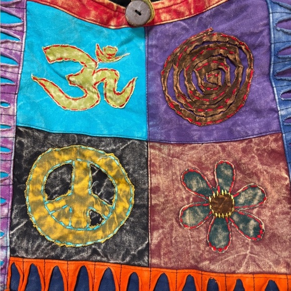 Boho Patchwork Crossbody Bag Peace Ohm Flower Symbols Festival Sling Bag SKU3 - Picture 4 of 12